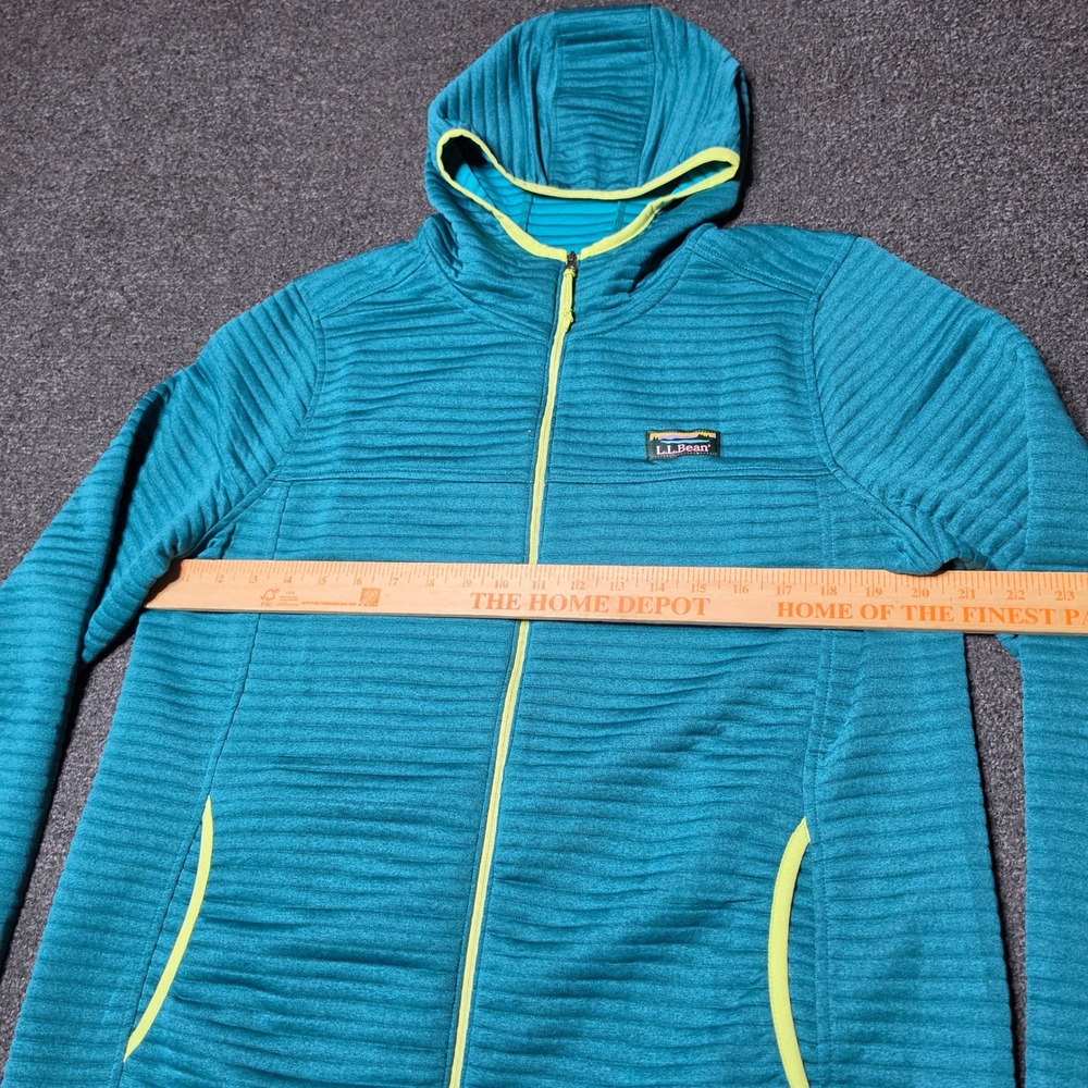 LL Bean Airlight Hoodie Teal Blue Womens Large Regular Ribbed Full Zip 507507 - Picture 4 of 6